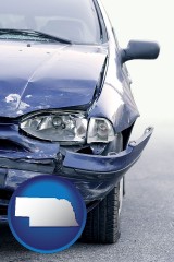 ne map icon and an automobile accident, hopefully covered by insurance