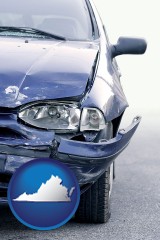 va map icon and an automobile accident, hopefully covered by insurance