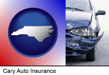 an automobile accident, hopefully covered by insurance in Cary, NC
