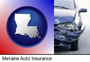 an automobile accident, hopefully covered by insurance in Metairie, LA