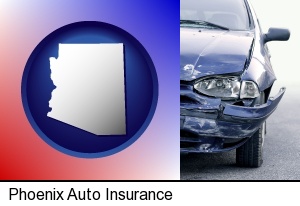 an automobile accident, hopefully covered by insurance in Phoenix, AZ