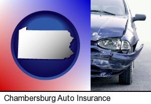 an automobile accident, hopefully covered by insurance in Chambersburg, PA