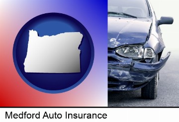 an automobile accident, hopefully covered by insurance in Medford, OR