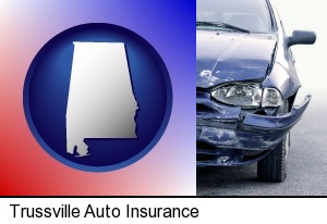 an automobile accident, hopefully covered by insurance in Trussville, AL